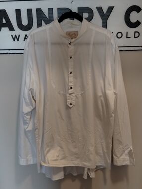 Scully White Mandarin Collar Button-Front Casual Shirt